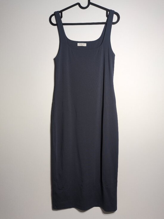 Babaton Dresses & Skirts - Babaton Aritzia Contour Midi Tank Dress Large Bodycon Blue Grey Square Neck